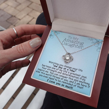 To My Amazing Daughter Necklace – Heartfelt Gift for Daughter in Recovery | 14k Gold or Silver Finish with Message Card
