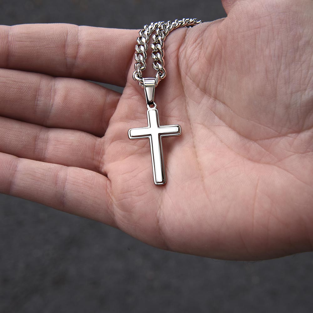 One Year Sobriety Gift For My Son personalized cross necklace