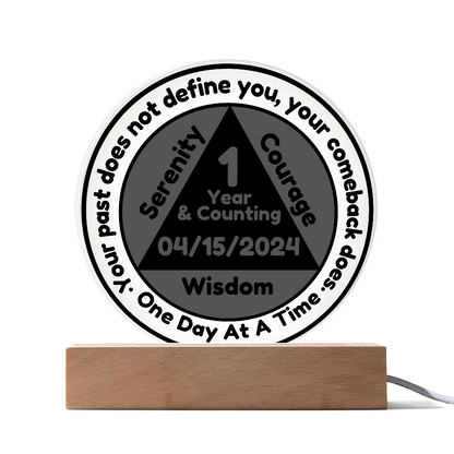 Custom Sobriety Plaque and LED Stand