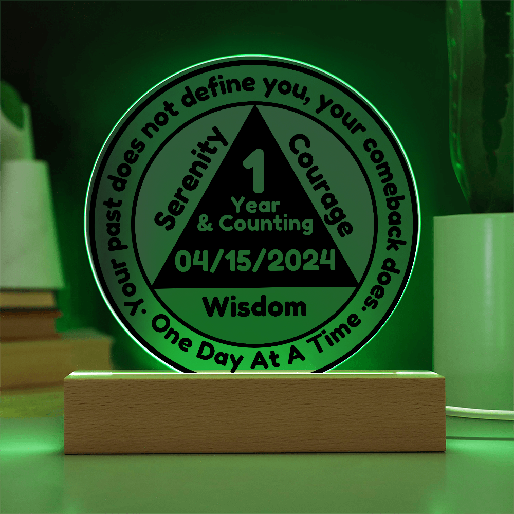 Custom Sobriety Plaque and LED Stand