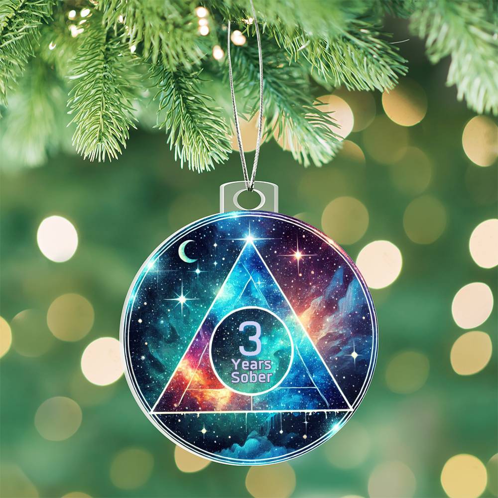 Galaxy Sobriety Ornament – Celebrate Customizable Sober Milestone Gift