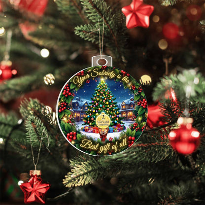Personalized Best Gift of All! Sobriety Christmas Ornament – A Heartfelt Milestone Gift