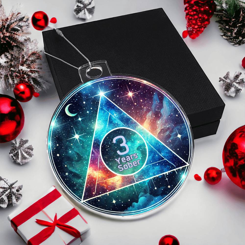Galaxy Sobriety Ornament – Celebrate Customizable Sober Milestone Gift