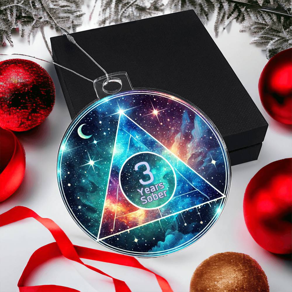Galaxy Sobriety Ornament – Celebrate Customizable Sober Milestone Gift