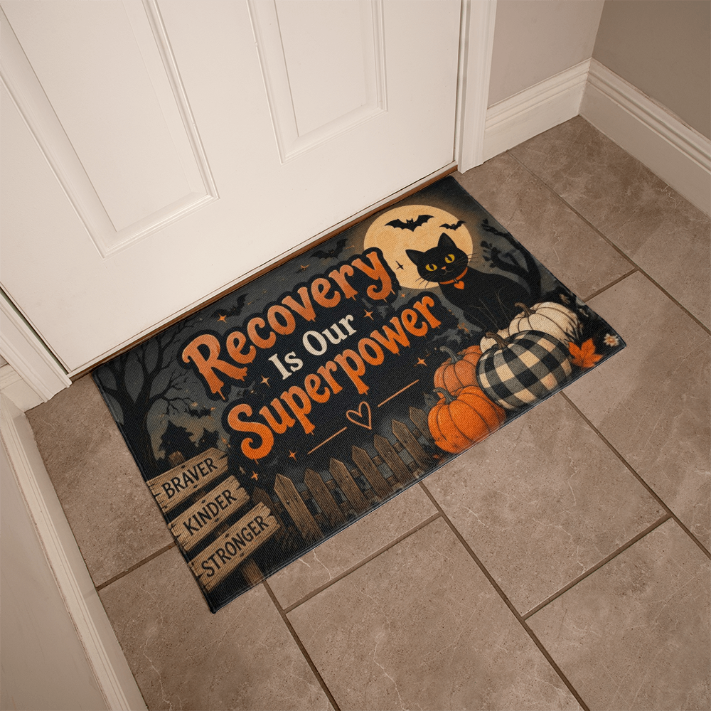 Recovery Is Our Superpower - Halloween Recovery Welcome Mat