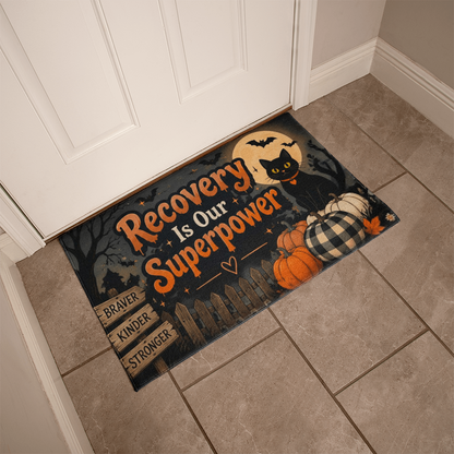 Recovery Is Our Superpower - Halloween Recovery Welcome Mat