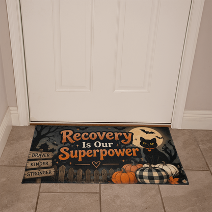 Recovery Is Our Superpower - Halloween Recovery Welcome Mat