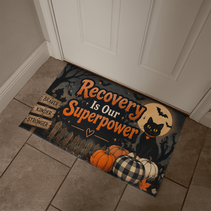 Recovery Is Our Superpower - Halloween Recovery Welcome Mat