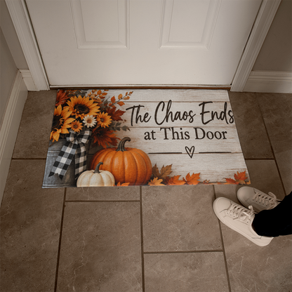 The Chaos Ends at This Door - Inspirational Welcome Mat