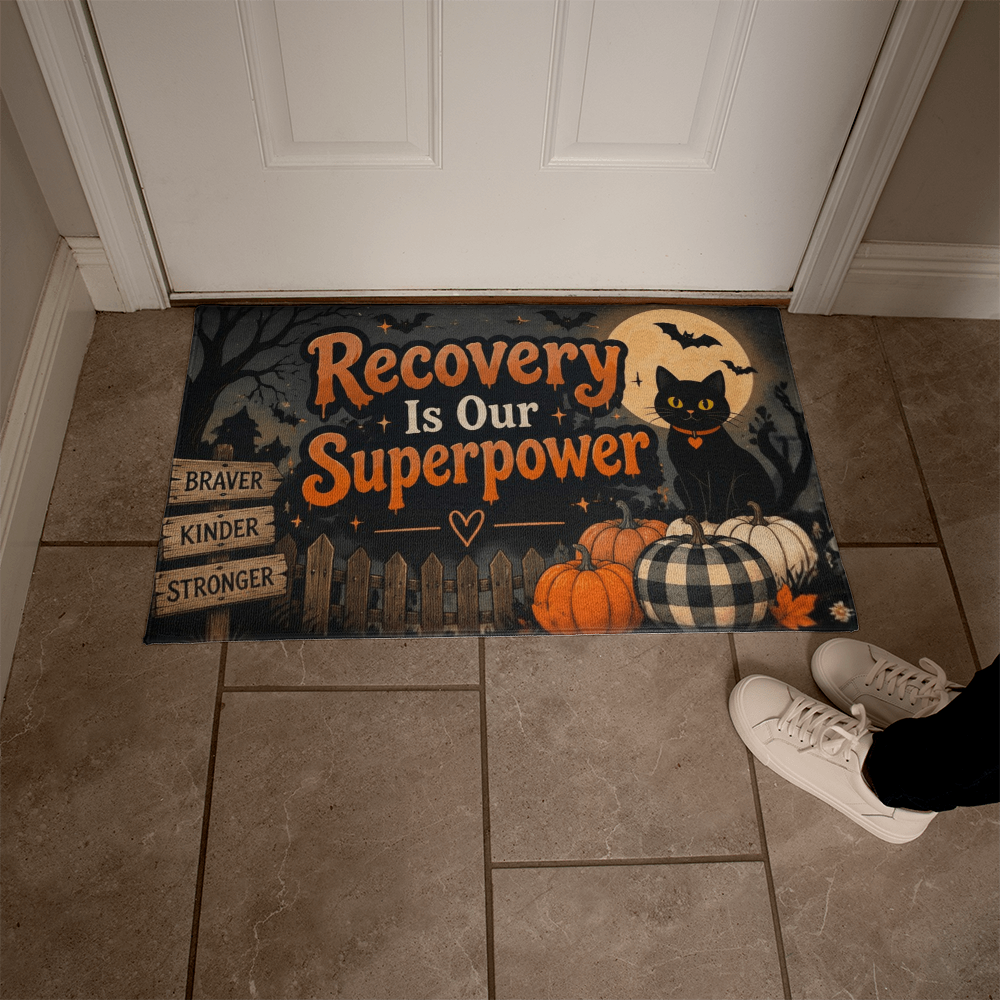 Recovery Is Our Superpower - Halloween Recovery Welcome Mat