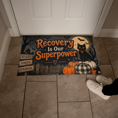 Recovery Is Our Superpower - Halloween Recovery Welcome Mat