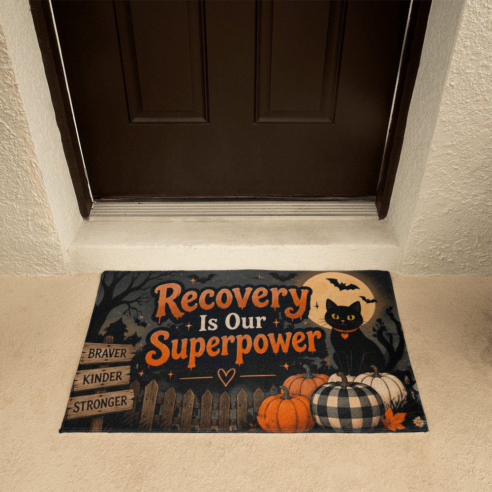 Recovery Is Our Superpower - Halloween Recovery Welcome Mat