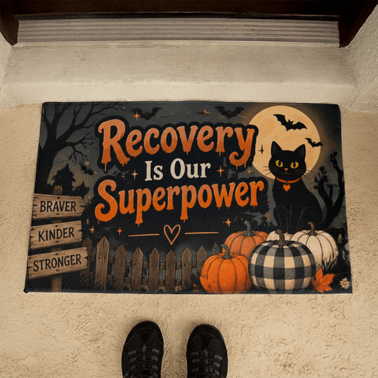 Recovery Is Our Superpower - Halloween Recovery Welcome Mat