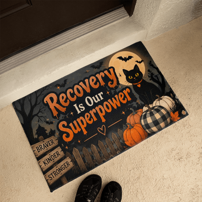 Recovery Is Our Superpower - Halloween Recovery Welcome Mat