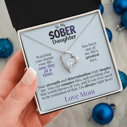 Heart pendant necklace in gift box with silver-tone chain and crystal heart charm