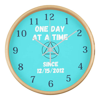 One Day At A Time Wall Clock With Customizable Sobriety Date