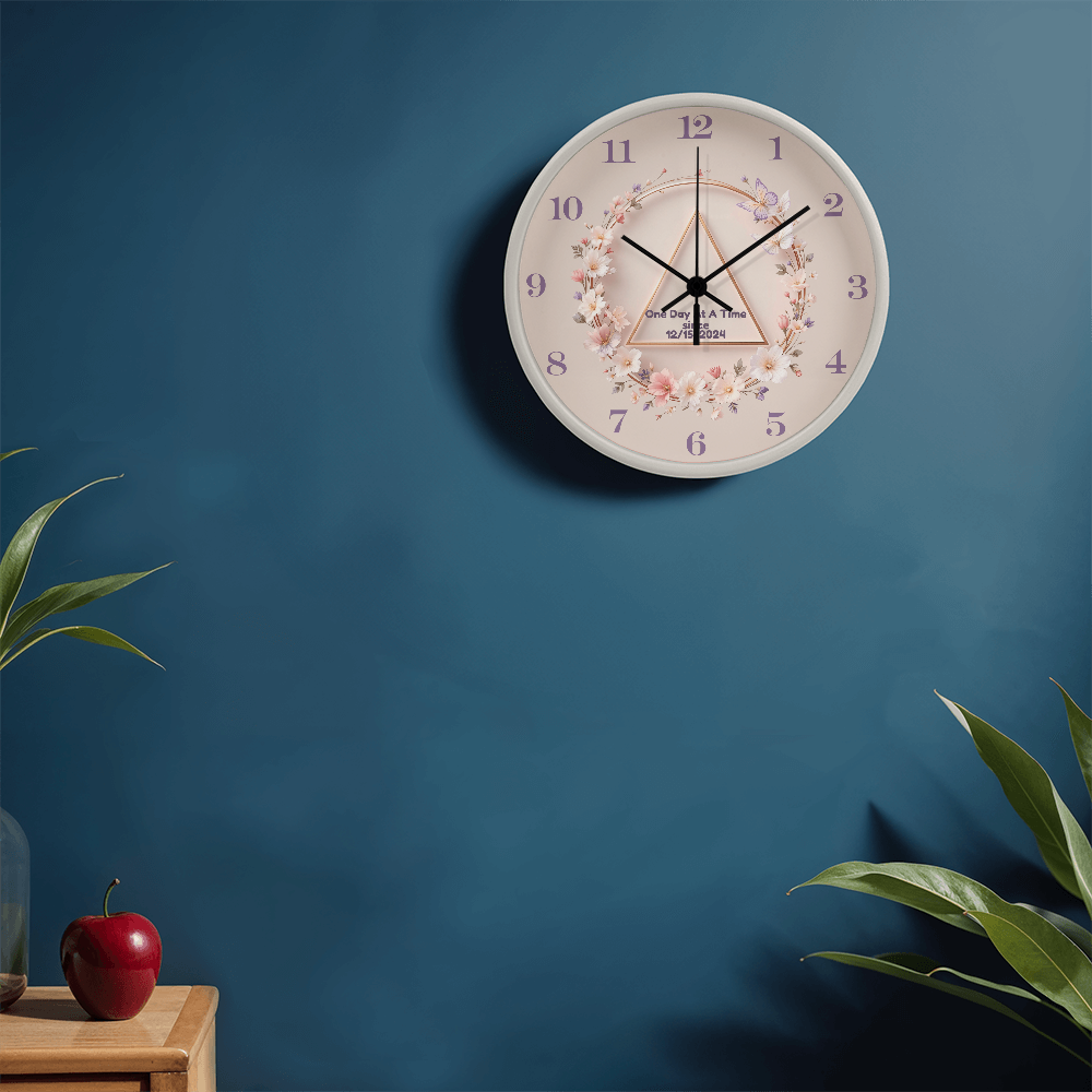 One Day at a Time Floral Sobriety Date Clock