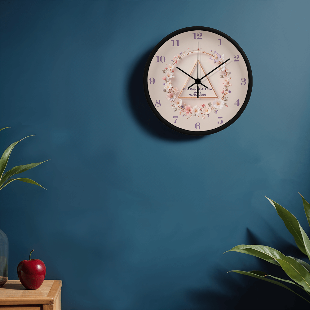 One Day at a Time Floral Sobriety Date Clock