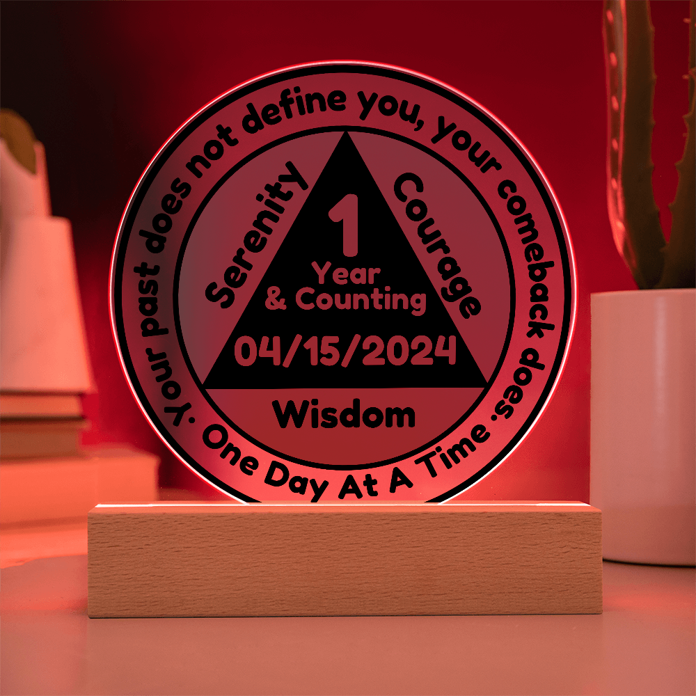 Custom Sobriety Plaque and LED Stand