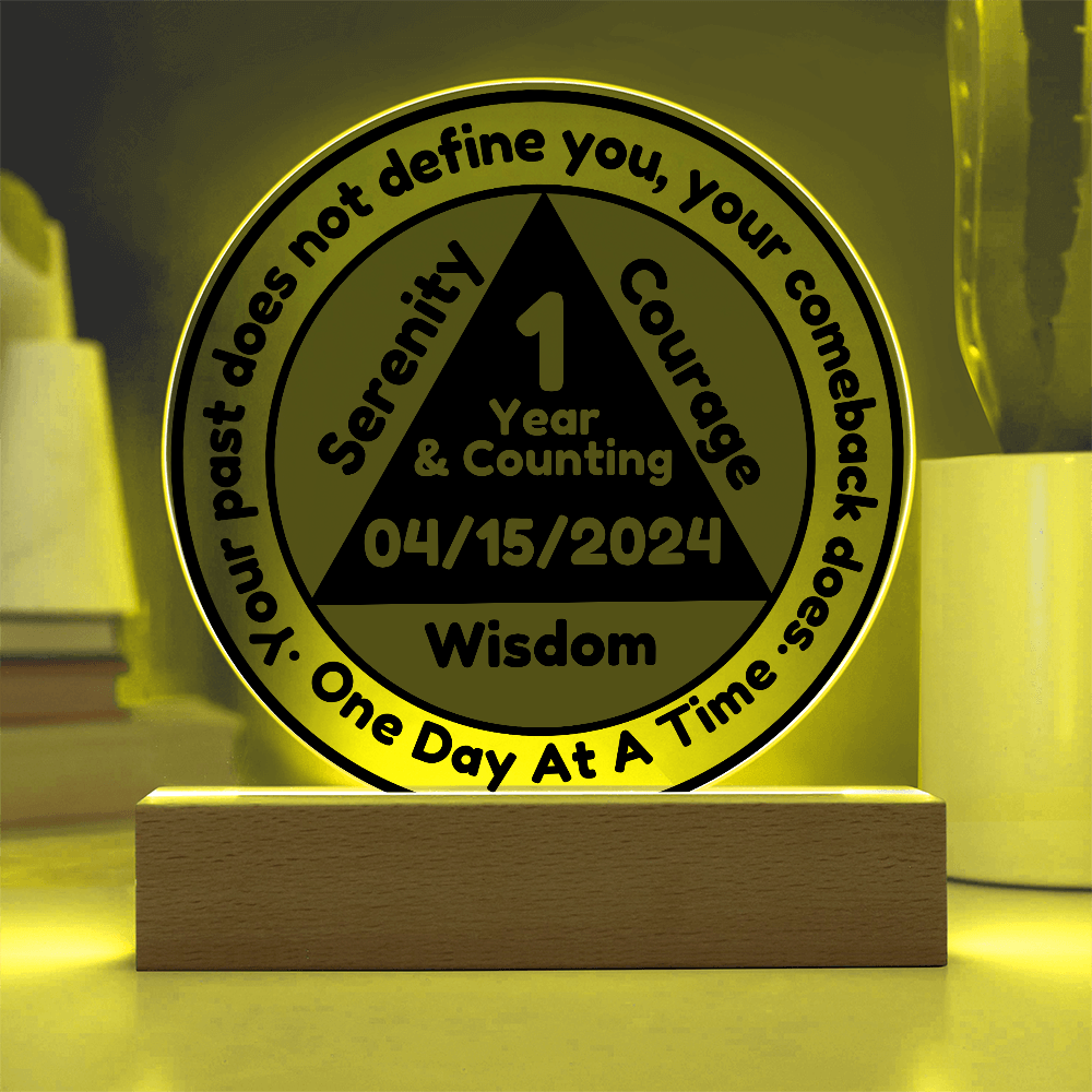 Custom Sobriety Plaque and LED Stand