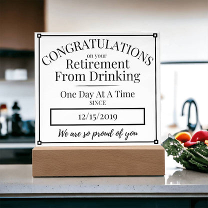 Celebrate Sobriety Retirement with a Personalized LED Acrylic Plaque