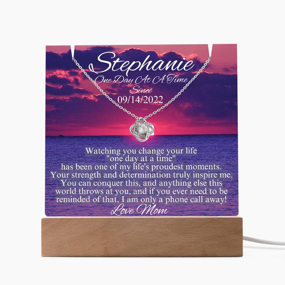 LED Sobriety Gift with Necklace Set ~ Customize Sober Date and names ~ Odaat for her