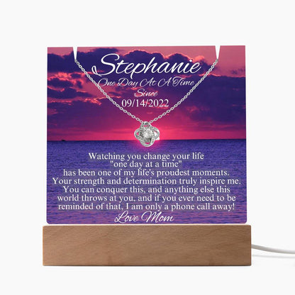 LED Sobriety Gift with Necklace Set ~ Customize Sober Date and names ~ Odaat for her