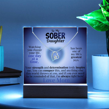 My Sober Daughter Heartfelt Plaque & Necklace