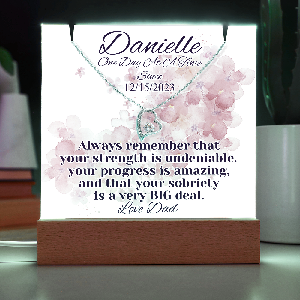 Personalized Sobriety Date Necklace & LED Keepsake