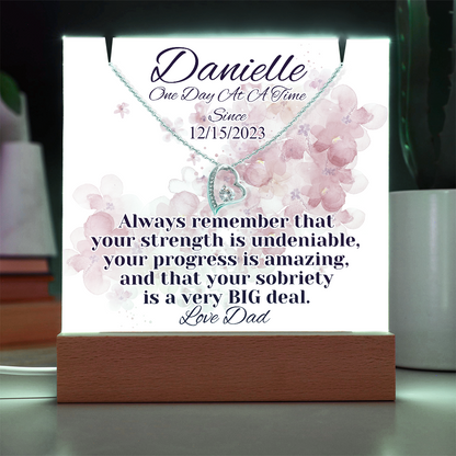 Personalized Sobriety Date Necklace & LED Keepsake