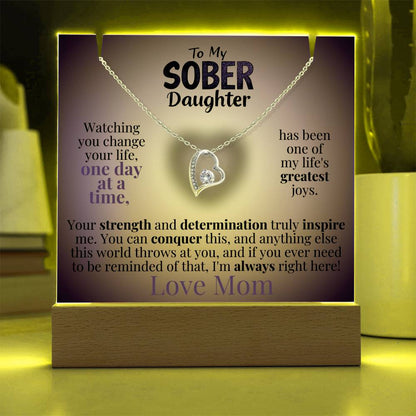 My Sober Daughter Heartfelt Plaque & Necklace