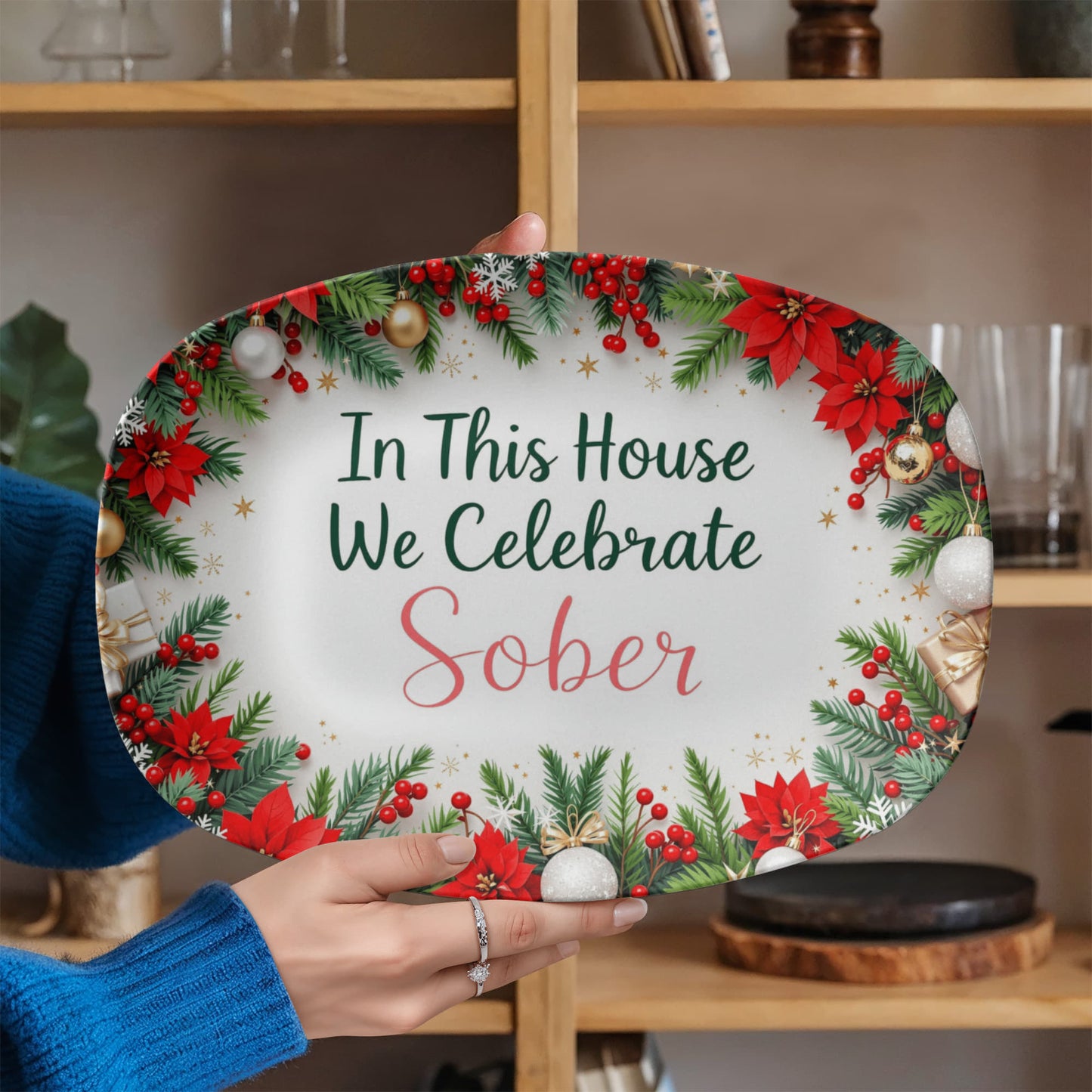 Holiday Sobriety Celebration Platter - Christmas Sober Gift Tray