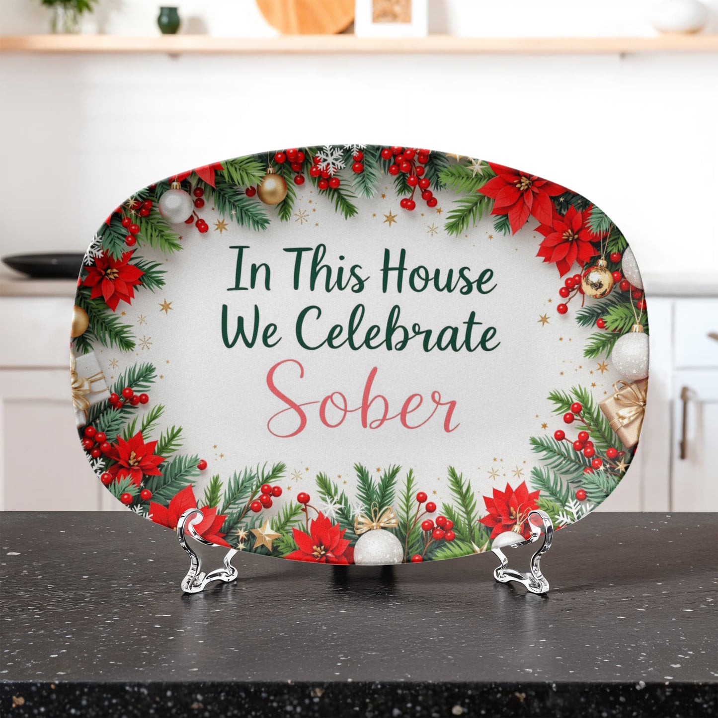 Holiday Sobriety Celebration Platter - Christmas Sober Gift Tray