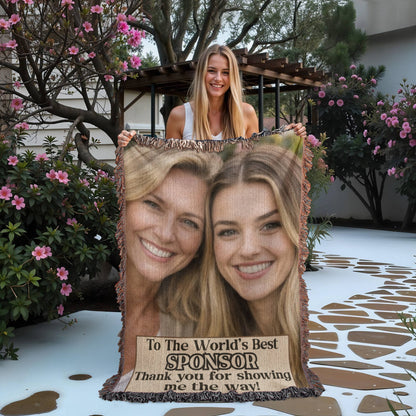 Sobriety Gift With Personalized Photo & Message, Sponsor Thank You Gift, Recovery Keepsake Throw Heirloom Photo Woven Blanket