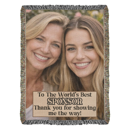 Sobriety Gift With Personalized Photo & Message, Sponsor Thank You Gift, Recovery Keepsake Throw Heirloom Photo Woven Blanket