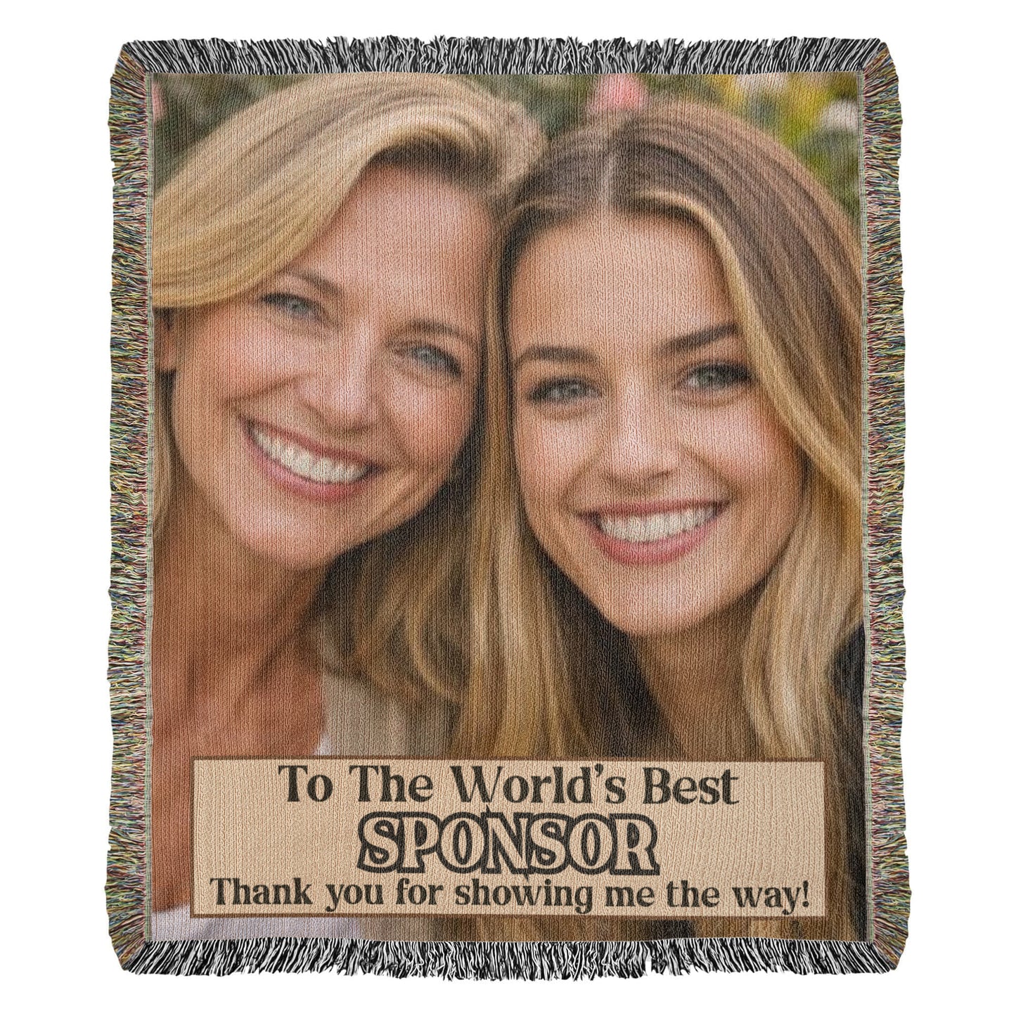 Sobriety Gift With Personalized Photo & Message, Sponsor Thank You Gift, Recovery Keepsake Throw Heirloom Photo Woven Blanket