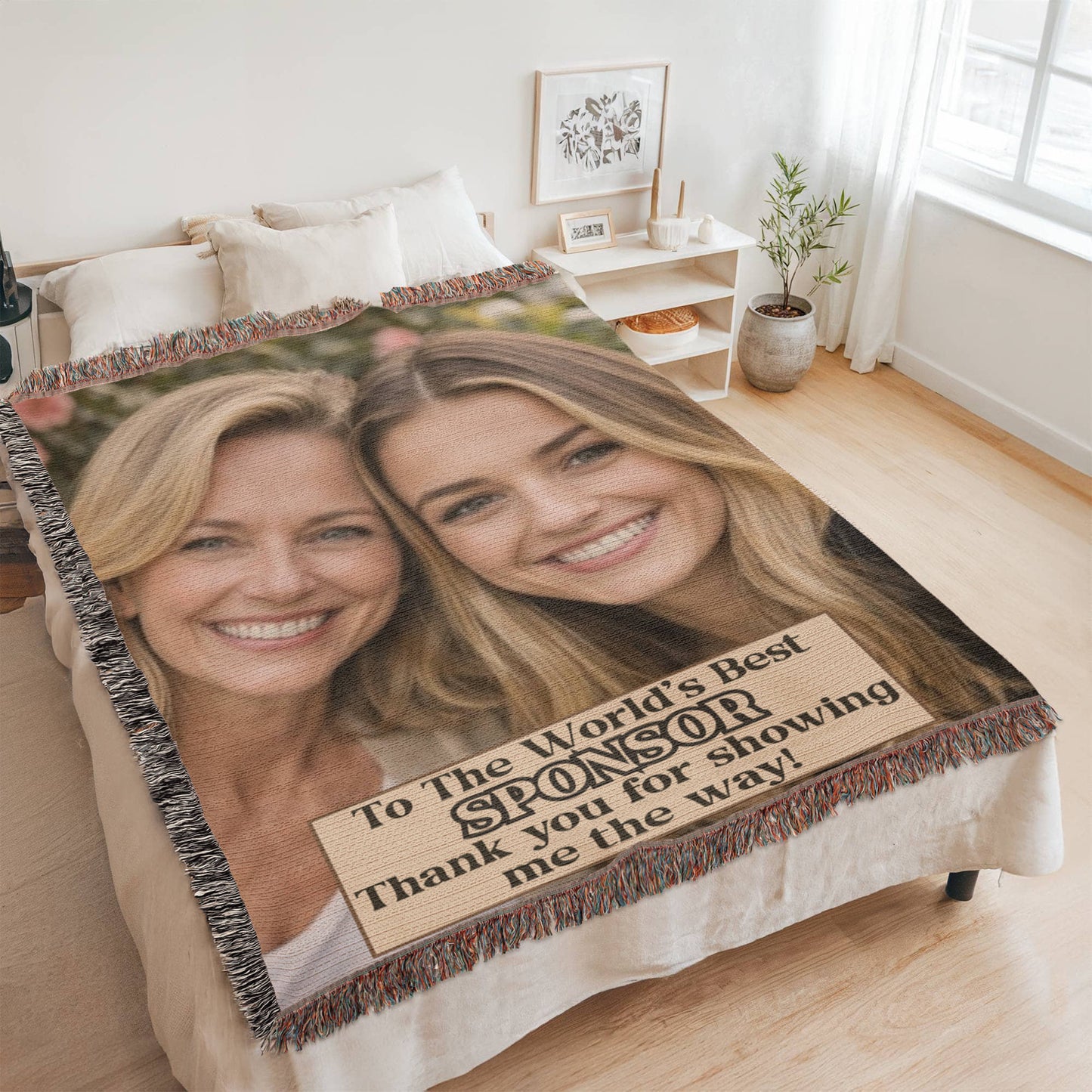 Sobriety Gift With Personalized Photo & Message, Sponsor Thank You Gift, Recovery Keepsake Throw Heirloom Photo Woven Blanket