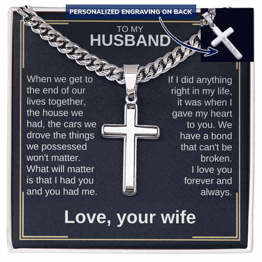 Cross Pendant Necklace For Husband