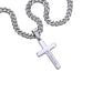 Silver-tone chain necklace with cross pendant and engraved name plate
