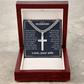 Cross pendant necklace in a gift box with silver curb chain and cross charm