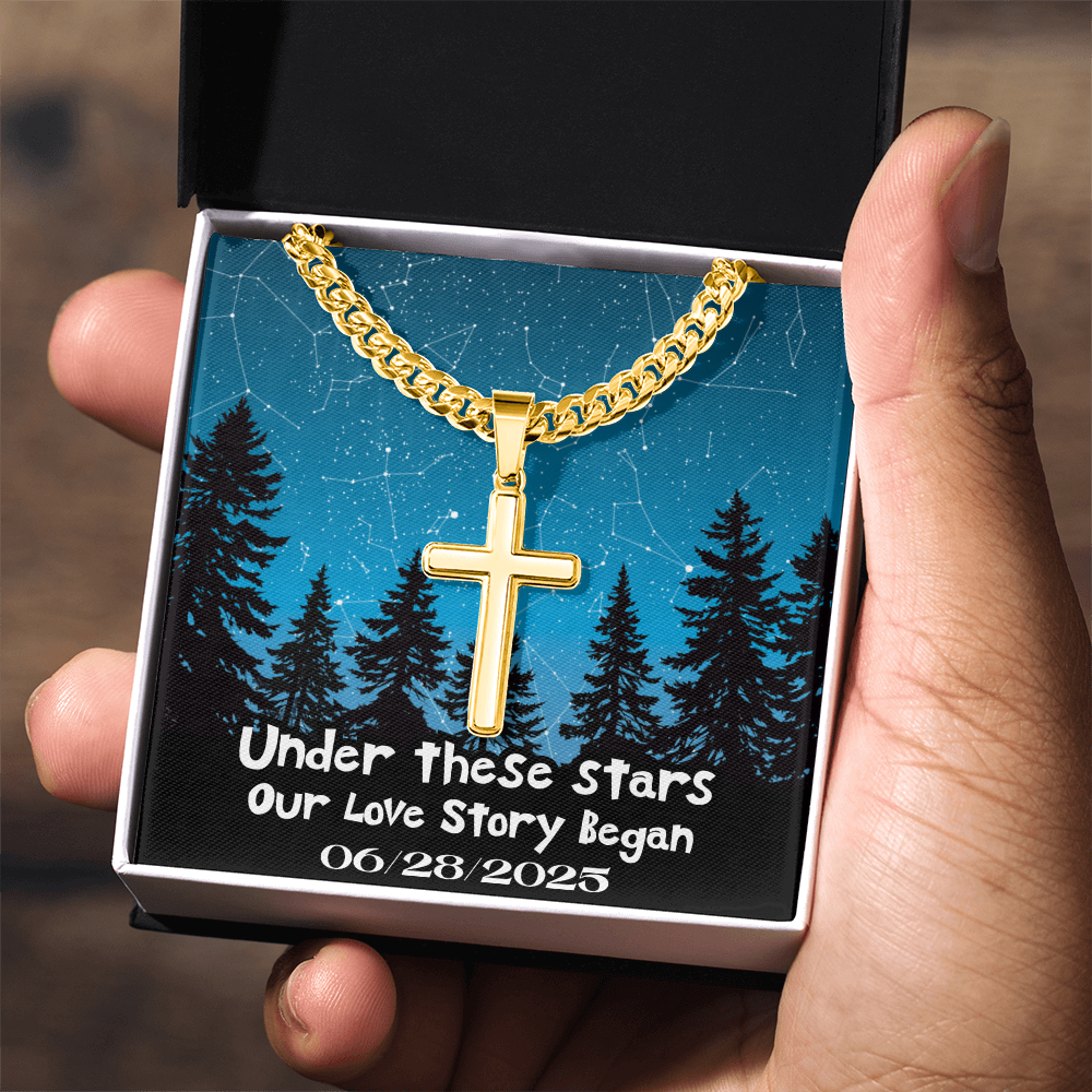 Love Story Star Map Cross Necklace