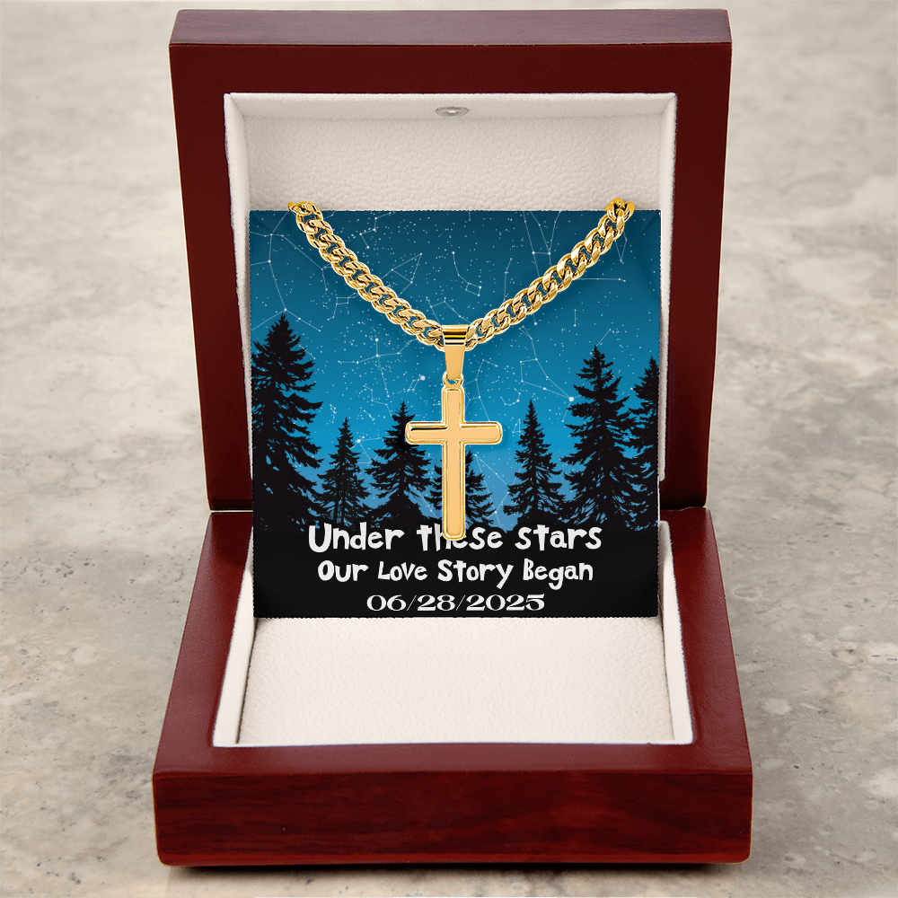 Love Story Star Map Cross Necklace
