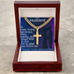 18K yellow gold finish chain necklace with cross pendant and engraved name plate