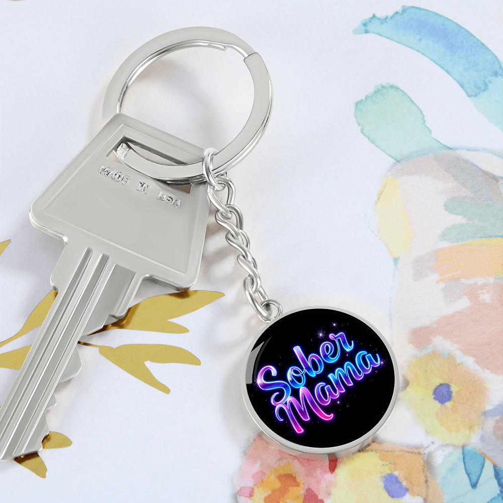 Sober Mama Keychain — Personalized Back Engraving