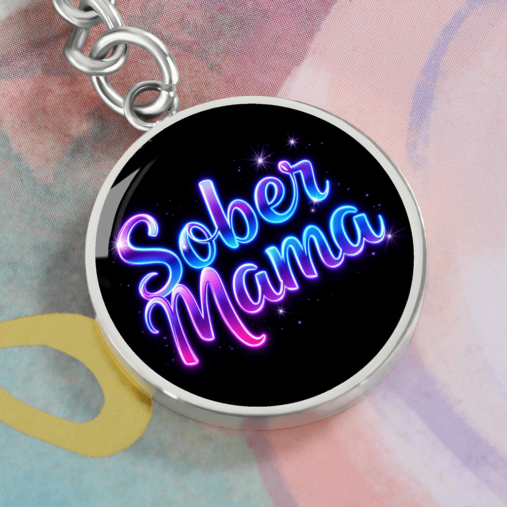 Sober Mama Keychain — Personalized Back Engraving
