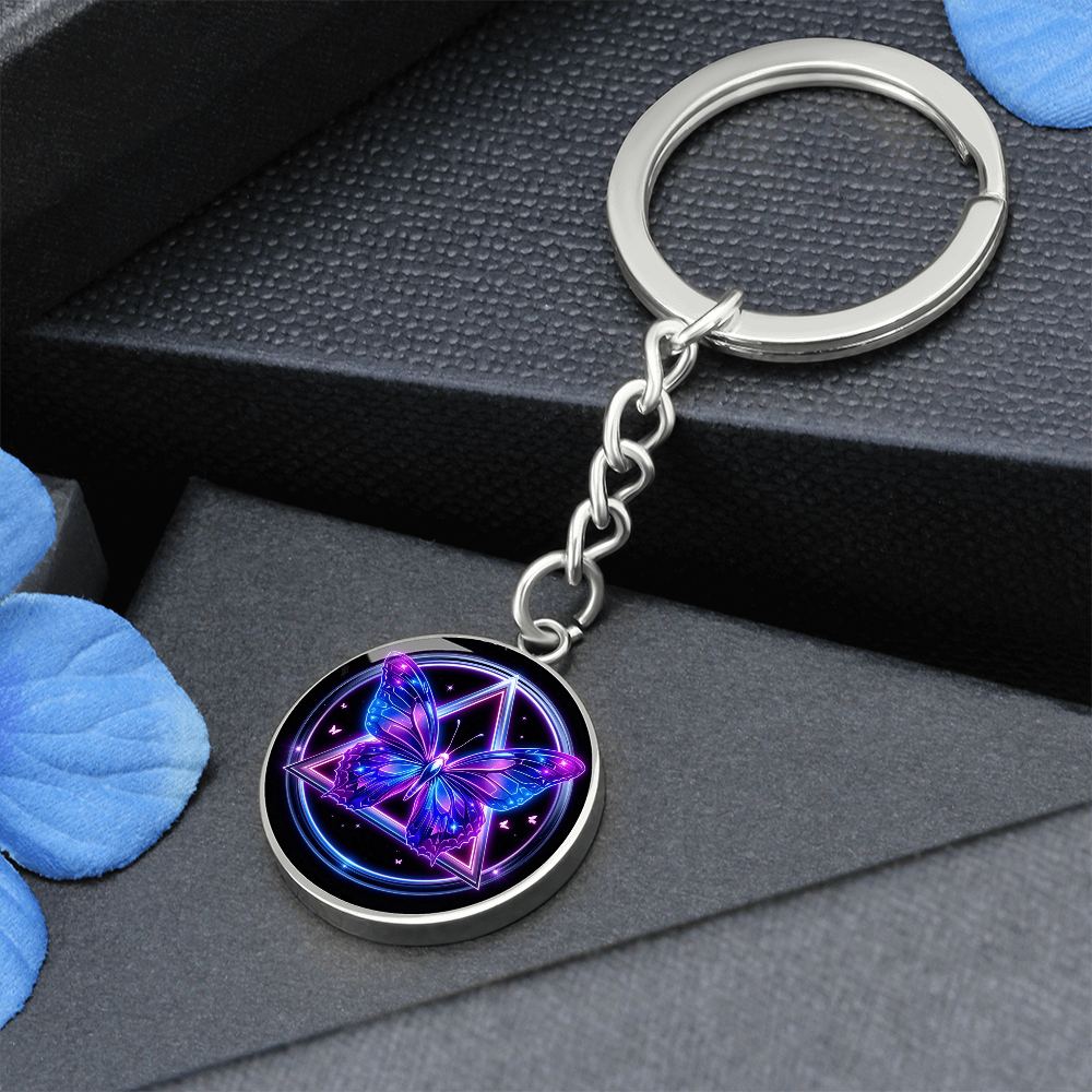 Butterfly Transformation Keychain — AA Symbol + Optional Engraving