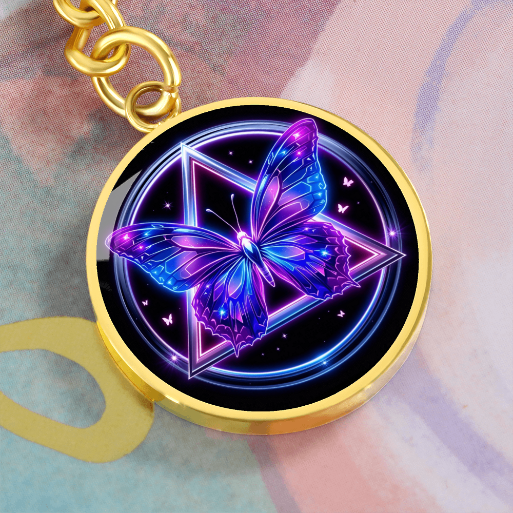 Butterfly Transformation Keychain — AA Symbol + Optional Engraving