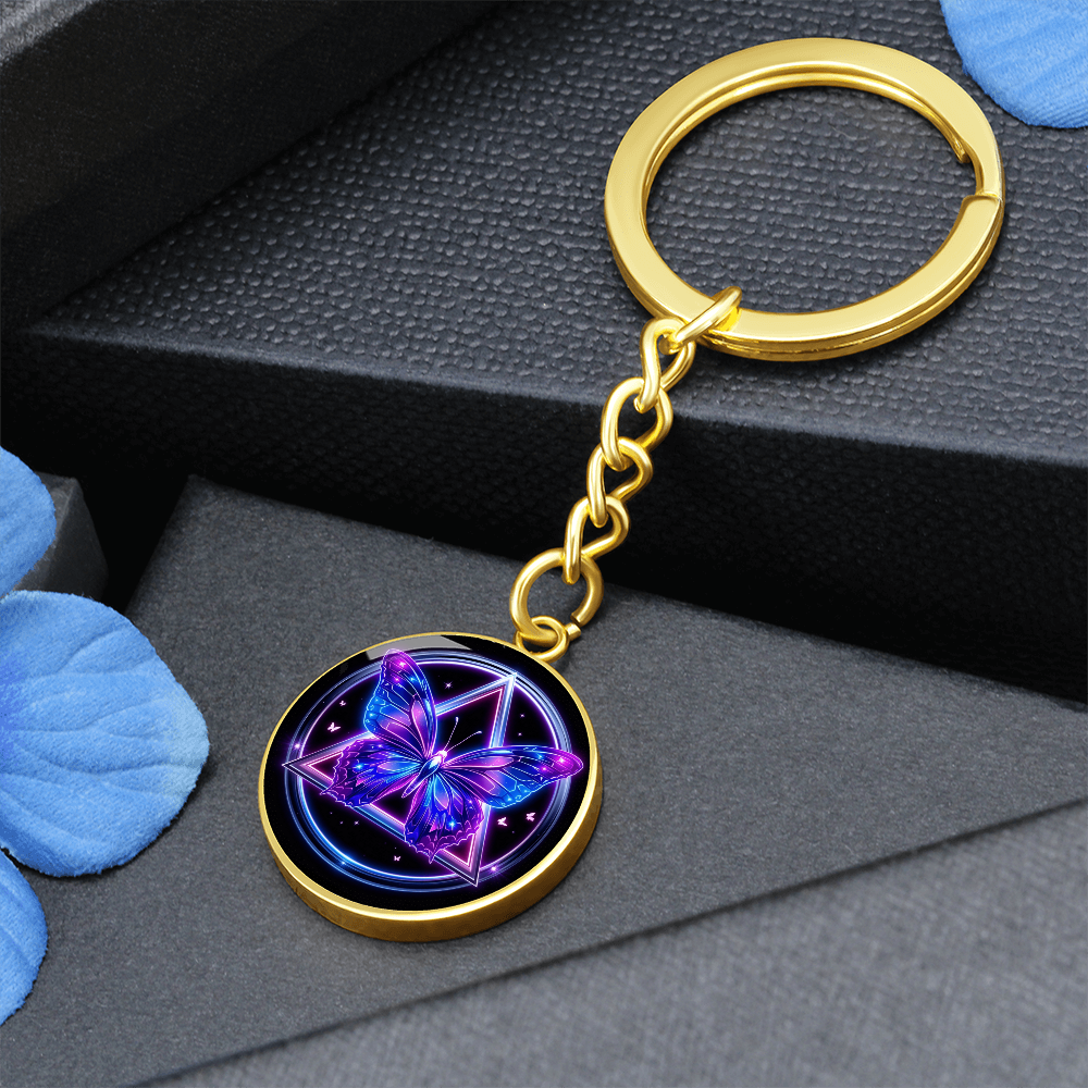 Butterfly Transformation Keychain — AA Symbol + Optional Engraving
