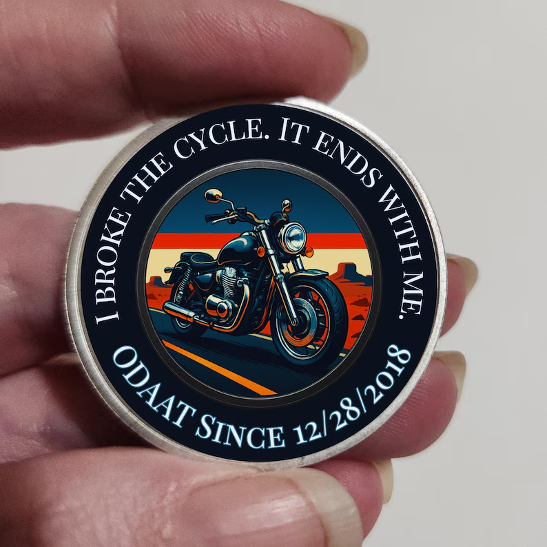 I Broke The Cycle Sobriety Coin With Personalized Custom Date
