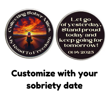 Sobriety Motorcycle Coin Personalized Custom Date
